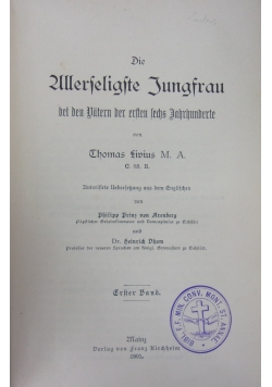 Allerseligste Jungfrau, 1901 r.