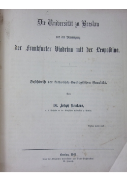 Die Universitat zu Breslau ,1861 r.