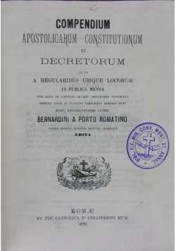 Compendium Apostolicarum Constitutionum,1875r.