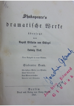 Shakespeare's Dramatische Werke Siebenter Band, 1867 r.