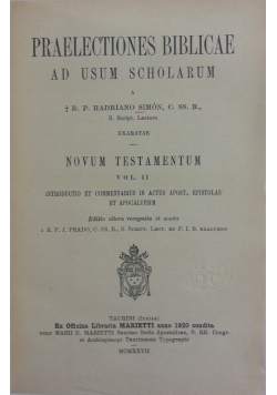 Praelectiones Biblicae ad Usum Scholarum, 1927 r.