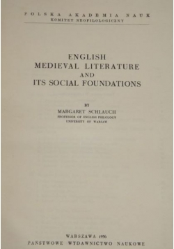 English Medieval Literature and Its Social Foundations