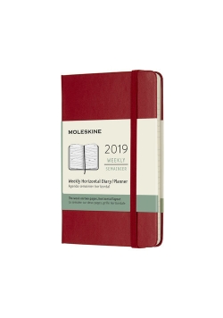 Kalendarz 2019 tygodniowy horyzontalny Moleskine 12M czerwony szkarłatny