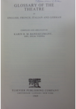Glossary on the theatre