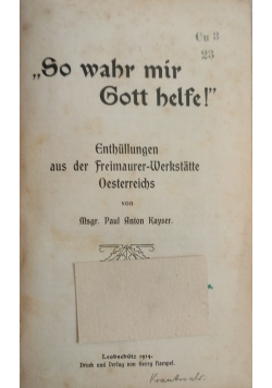 So wahr mir Gott helfe!, 1914 r.