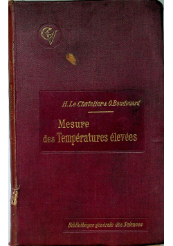 Mesure des temperatures elevees 1900 r.