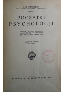 Początki psychologji 1928 r.