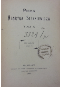 Pisma Henryka Sienkiewicza. Tom X, 1899 r.