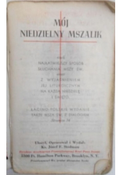 Mój niedzielny mszalik  1938 r