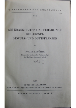 Die Krankheiten und Schadlinge der Arznei