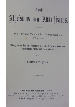 Durch Atheismus zum Anarchismus, 1895r.