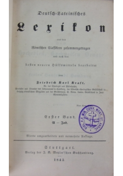 Graft's Deutsch Lateinisches Lerifon, Erster Band, 1843 r.