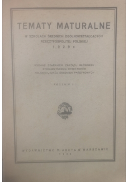 Tematy maturalne,1930 r.