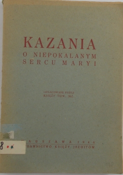 Kazania O Niepokalanym Sercu Maryi, 1946 r.