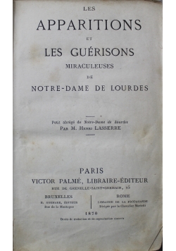 Les Apparitions et Les Guerisons Miraculeuses de Notre Dame de Lourdes 1870 r