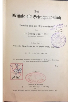 Das Missale als Betrachtungsbuch, 1911 r.