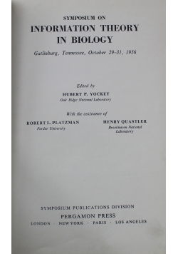 Symposium on Information Theory in Biology