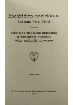 Enchiridion novicorum Societatis Verbi Divini, 1950 r.