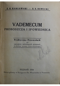 Vademecum proboszcza i spowiednika 1934 r