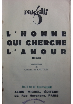 L`Homme Qui Cherche L`Amour, 1931 r.