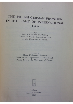 The polish-german frontier in the light of international law