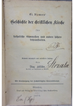 Geschichte der Christlichen Kirche, 1875 r.