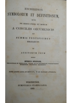 Enchiridion symbolorum et definitionum, 1865 r.