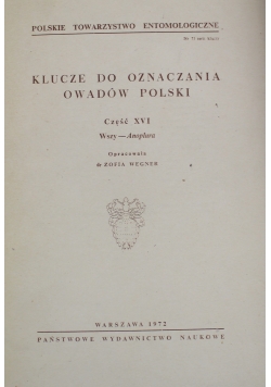 Klucze do oznaczania owadów Polski  część XVI