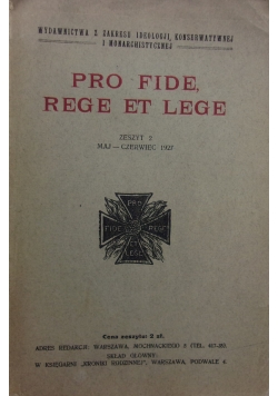 Pro Fide Rege et Lege Nr. 2, 1927r.