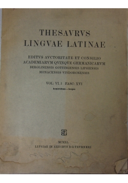 Thesavrs Lingvae Latinae, 1940 r.