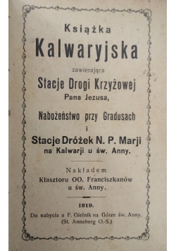 Książka kalwaryjska, 1919 r.
