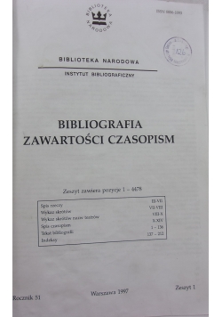 Bibliografia zawartości czasopism rocznik 51, zeszyt od 1 do 6