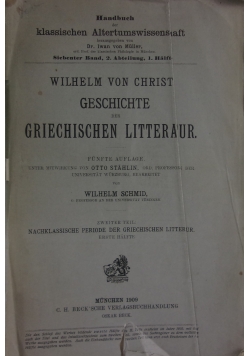 Geschichte  der Griechischen Litteratur, 1909 r.