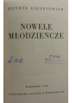 Nowele Młodzieńcze ,1949 r.