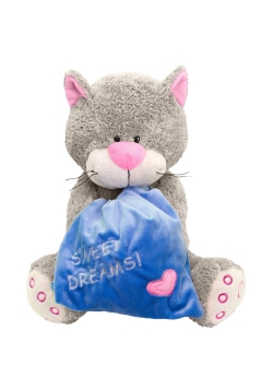Kot z poduszką 30cm niebieski