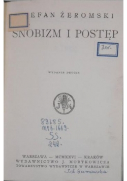 Snobizm i postęp, 1926 r.