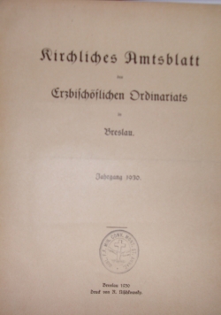 Kirchliches Amtsblatt,1930r.