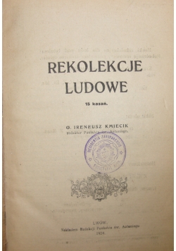 Rekolekcje Ludowe ,1924 r.