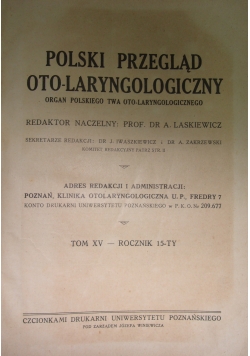 Polski przegląd oto laryngologiczny tom XV