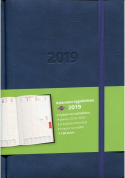 Kalendarz 2019 książkowy A5 tygodniowy Lux granat