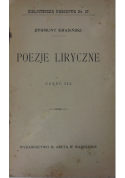 Poezje Liryczne, cz. III, 1911r.