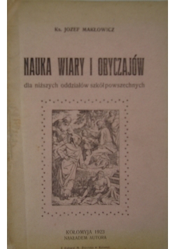 Nauka wiary i obyczajów,1923r.