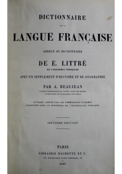 Dictionnaire de la Langue Francaise 1883 r.
