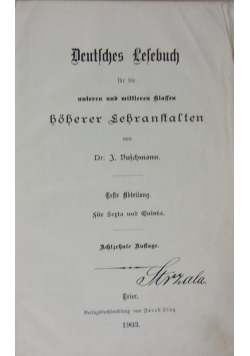 Deutsches Lesebuch, 1903 r.
