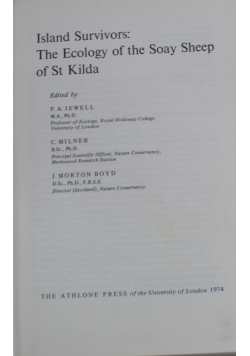 Island Survivors The Ecology of the Soay Sheep of St Kida