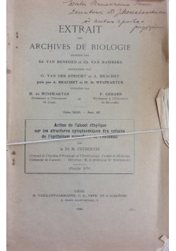 Extrait des archives de biologie, 1932r.