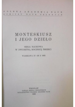 Monteskiusz i jego dzieło. Sesja naukowa w dwusetną rocznicę śmierci