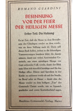 Besinnung vor der Feier der Heiligen Messe,1939r.