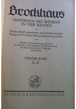 Brockhaus handbuch des wissens in vier banden, 1927 r.