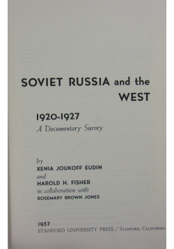Soviet Russia and the West 1920-1927
